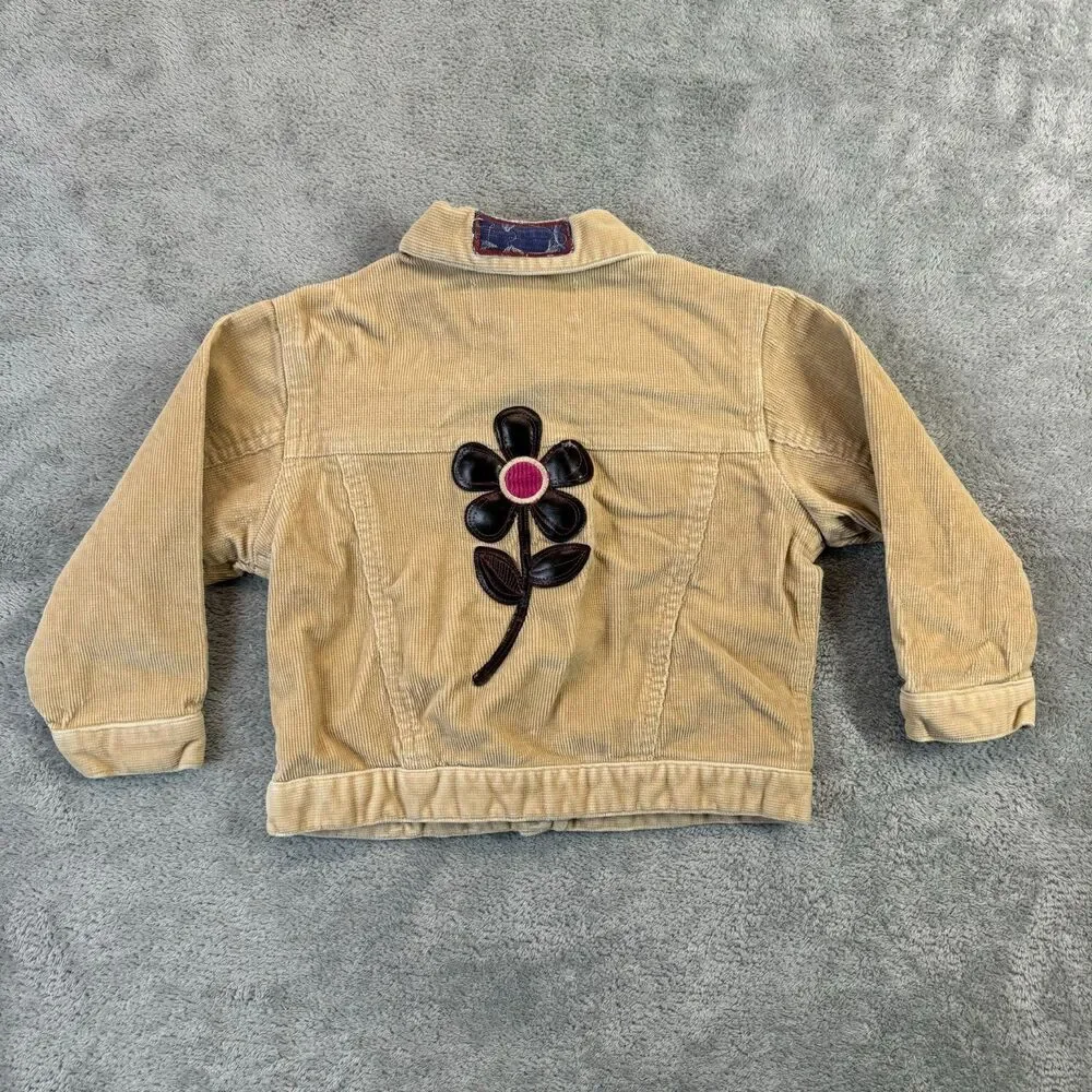 The Children's Place Jacket Kids 24 Months Brown Corduroy Love Flower Heart Cute